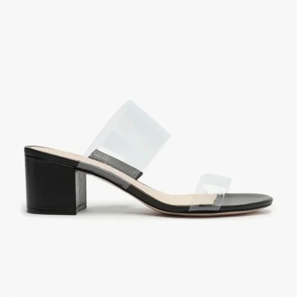SCHUTZ Black and Transparent Strap Slide Sandal Size 6.5  NWT - Picture 1 of 11